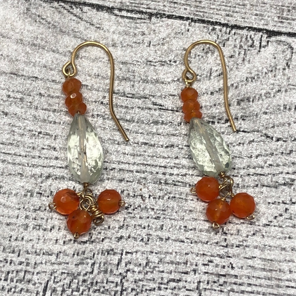 Artisan handmade elegant style 14k GF gold filled earrings boho dangle drop